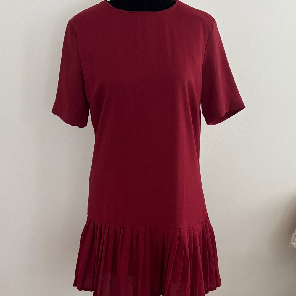 Forever 21 Burgundy Mini Dress with Pleated Hem